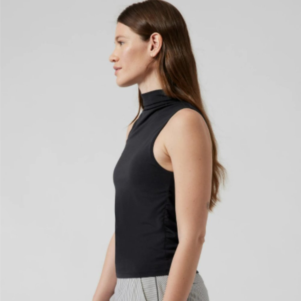 Athleta Teal Blue Mock Turtleneck Tank Top Size Medium - Picture 4 of 13